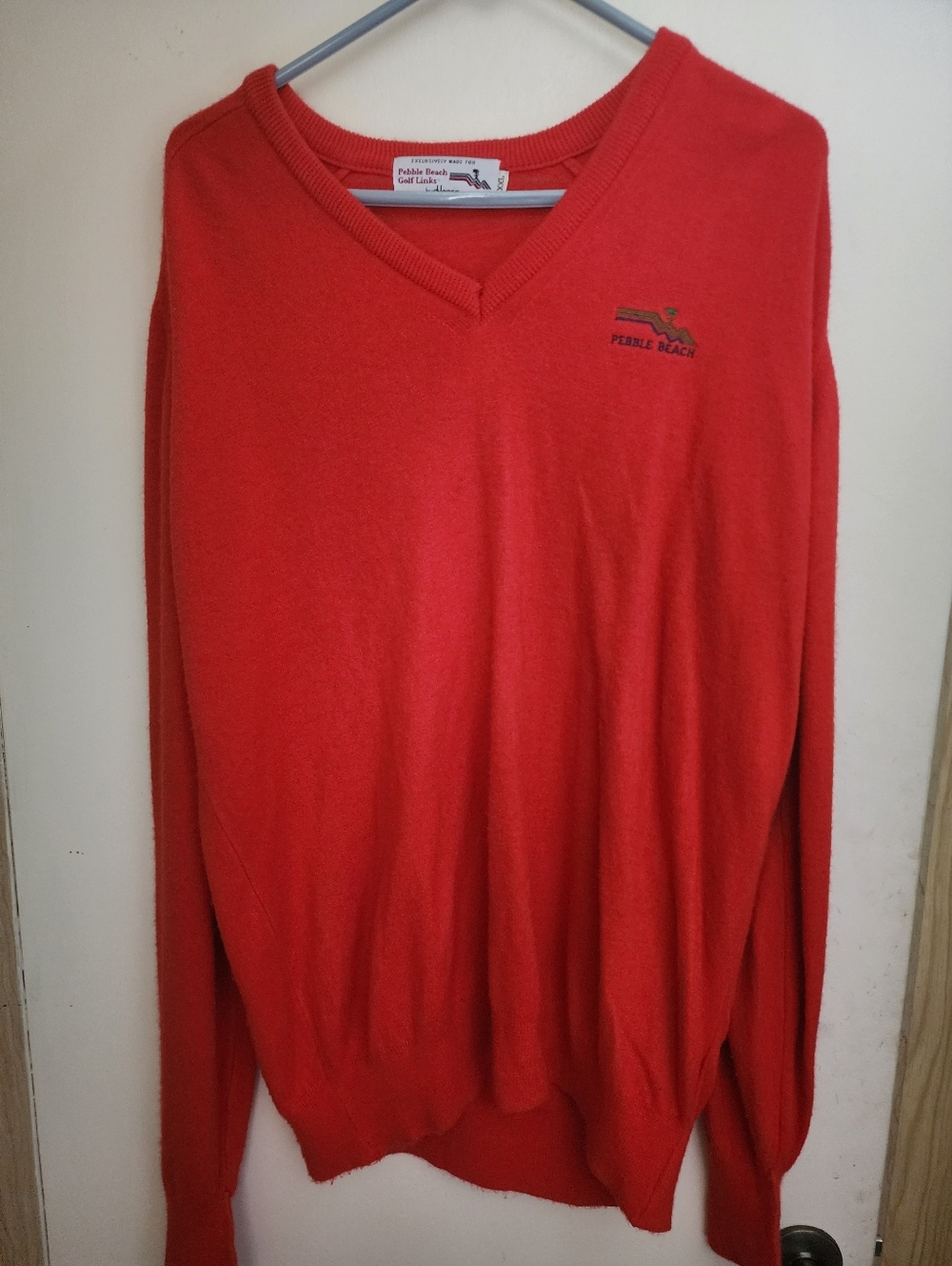 Vtg Exclusive Pebble Beach By Hogan XXL Men's V-Neck Sweater - Red